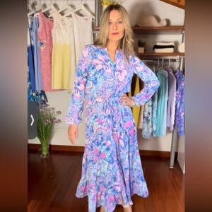 Lilly Pulitzer Cori Stretch Shirt Maxi Dress in Pop Up Got Your Back Size 0